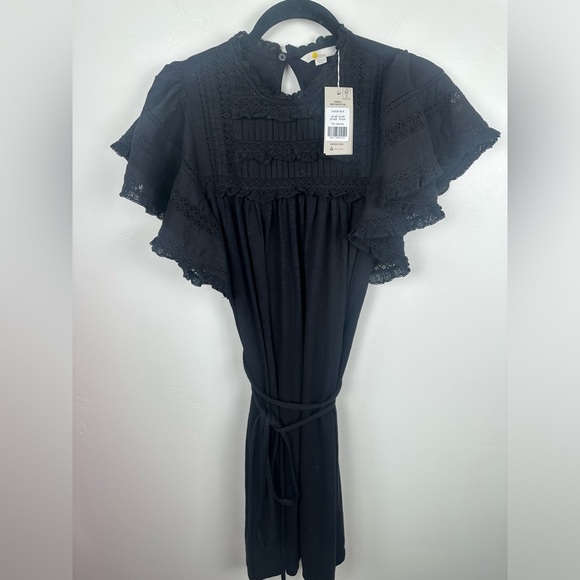 NWT Boden Black Trim Detail Flutter Sleeve Jersey Mini Dress Size 10 - Picture 6 of 11
